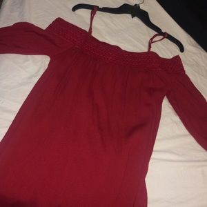 Red off-shoulder dress